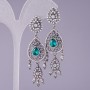 Green Crystal Earrings "Oriental Beauty", 6.5cm Length