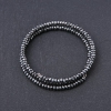 Memory Wire Bracelet, Natural Hematite Stone, Faceted Rondelle, Diameter 4x2.5mm, Length 18.5cm