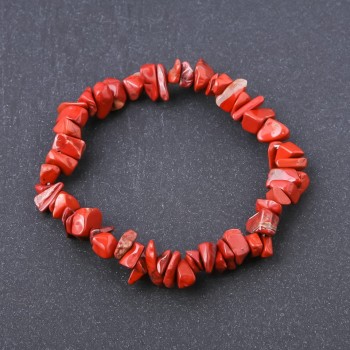Bracelet Natural Stone Red Jasper Chips on Elastic Band, diameter 8mm circumference 18.5cm