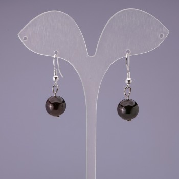 Garnet Natural Stone Earrings, Bead, Diameter 10+-mm, Length 3cm