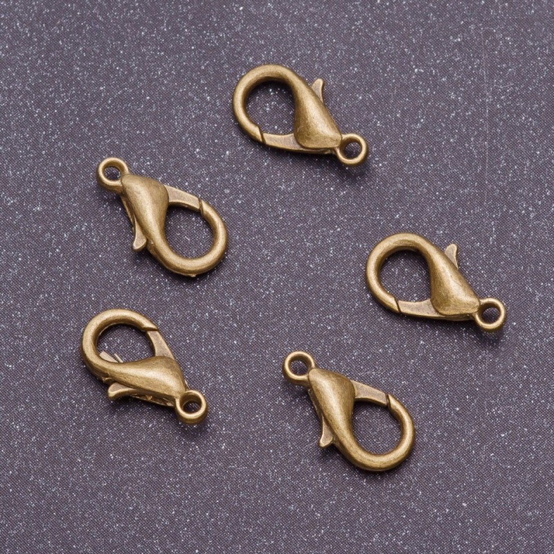 Clasp, lobster claw, 16mm length, bronze color (pack of 10)
