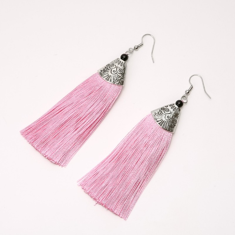 Tassel Earrings "Almina" Pink, Length 10 cm