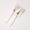 Tassel Earrings "Chrysanthemums" White, Length 9 cm