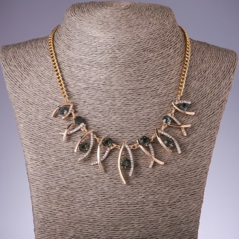 Gray Crystal Necklace "Zigzag", 42-50cm length