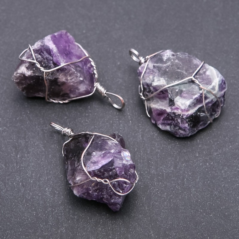 Pendant in Wire-Wrapped Amethyst 2.5×3.5 cm (±)