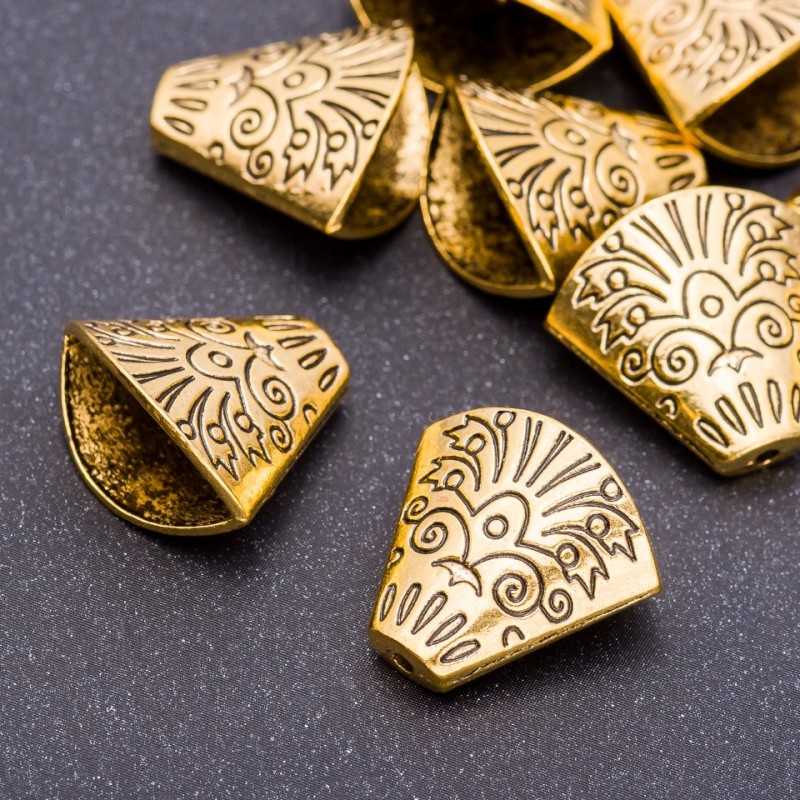Bead Cap Finding, "Antique Gold", diameter 18x19x7mm, hole d. 5mm, pack 20g +/- 6pcs