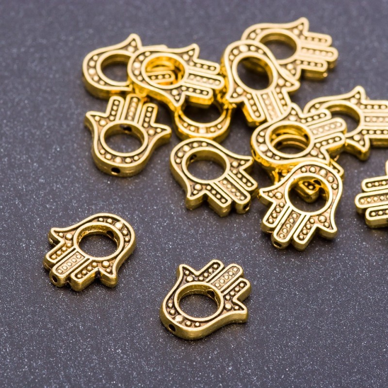 Palm Bead Insert Finding "Antique Gold", Diameter 14x12x2.5mm, Hole 5mm, Pack 20g +/-19pcs