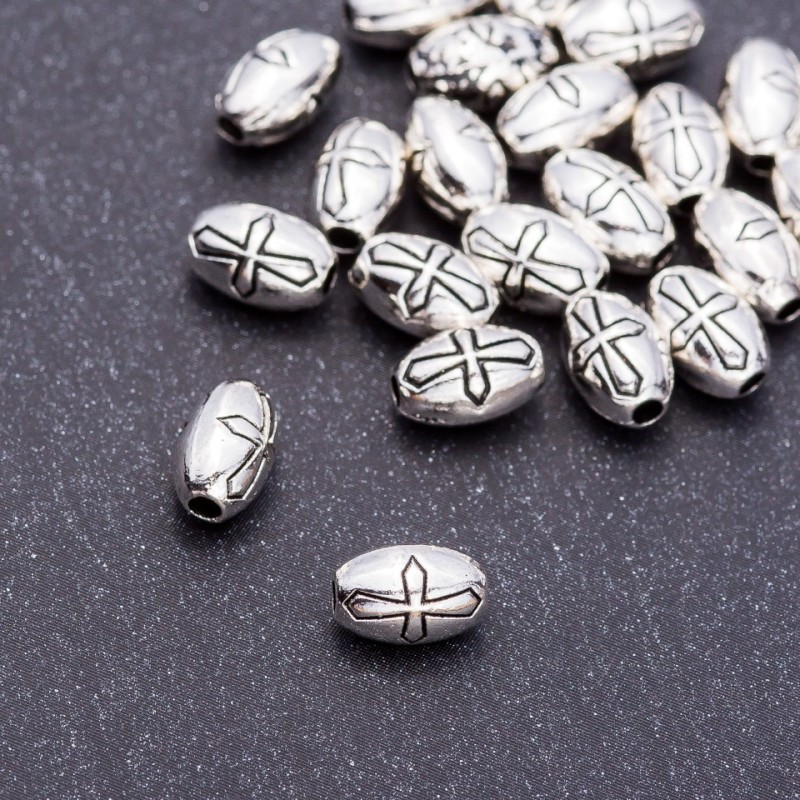 Cross Bead Insert Finding, Diameter 5x8mm, Hole 5mm, Pack 20g +/-24pcs