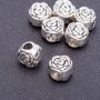 Findings Rose Bead Insert Pandora-Style, Diameter 11x8mm, Length 9mm, Hole 5mm, 20g Pack +/- 7pcs