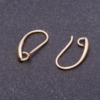 Earring Hooks, 18mm Length, Light Gold Color