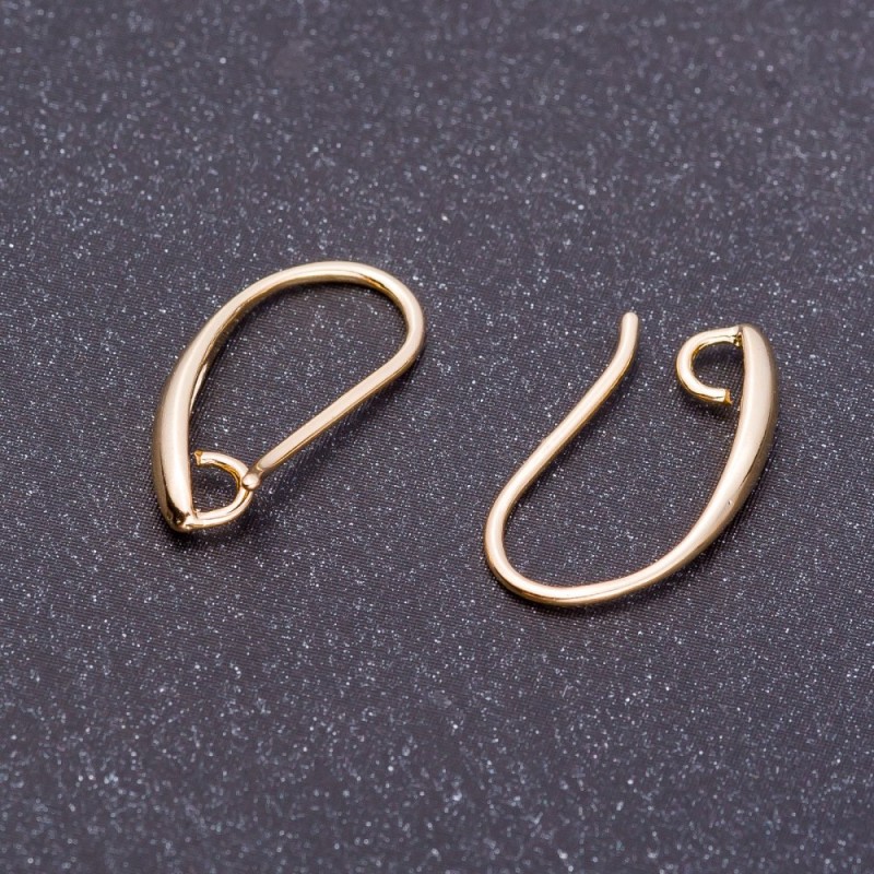 Earring Hooks, 18mm Length, Light Gold Color