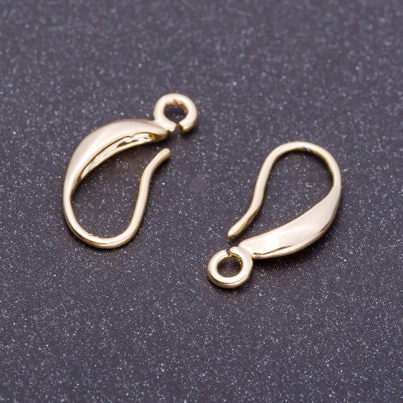 Earring Hooks, ~17mm Length, Golden Metal
