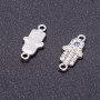 Finding Connector "Hamsa Eye" with Rhinestones "Silver", diameter 9mm L0mm hole dia. 5mm pack 4pcs