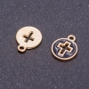Jewelry Finding Pendant "Cross" black enamel "gold", diameter 12mm, length 15mm, hole d 5mm, pack of 10 pcs