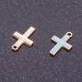 Findings "Cross" Charm, Light Blue Enamel, Gold-Tone, Diameter 11mm, Length 17mm, Hole dia. mm, Pack of 10