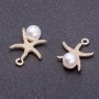 Finding Pendant "Starfish" "Lemon Silver", diameter 16mm L2mm hole dia. 5mm pack 7pcs