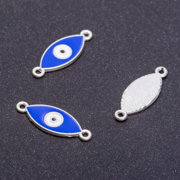 Finding Connector "Egyptian Eye" "Silver", diameter 9mm L5mm hole dia. mm pack 6pcs