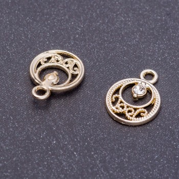 Finding Pendant "East" "Lemon Silver", diameter 13mm, length 17mm, hole diameter 3mm, pack 7pcs