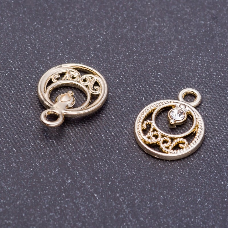Finding Pendant "East" "Lemon Silver", diameter 13mm, length 17mm, hole diameter 3mm, pack 7pcs