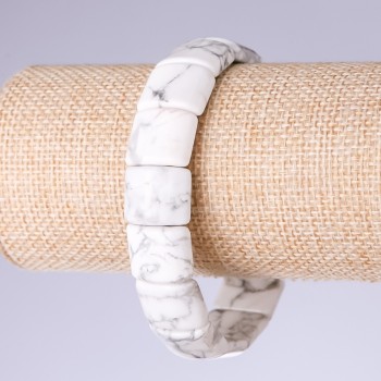 Cacholong Bracelet, Link 15x11mm on Elastic Band
