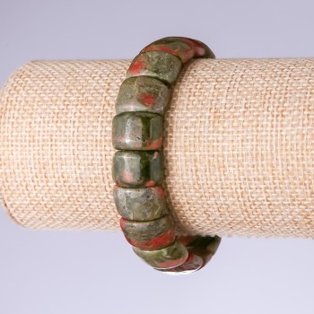 Bracelet Heliotrope Jasper Link 15x11mm on Elastic Band