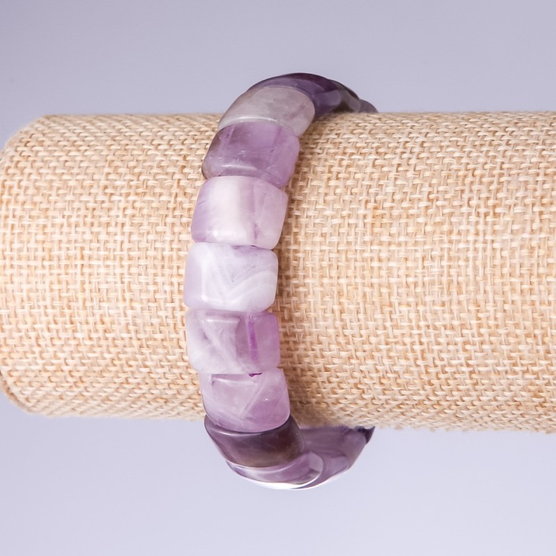 Amethyst Bracelet, Link 15x11mm on Elastic