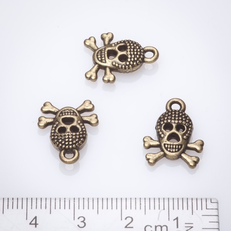 Skull Pendant 13x17mm, Bronze, Pack of 20g (+/-13 pcs)