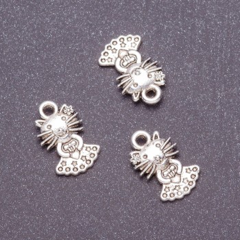 Kitten Pendant Finding, Diameter 10mm, Length 17mm, Pack 20g +/- 21pcs