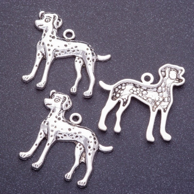 Dog Pendant Finding L9mm, Hole d1-1.5mm, Silver Color, Pack 20g +/- 7pcs