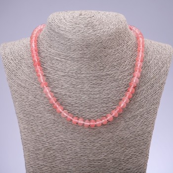 Natural Chalcedony Stone Necklace, Smooth Rondelle, Diameter 8x5mm, Length 45cm