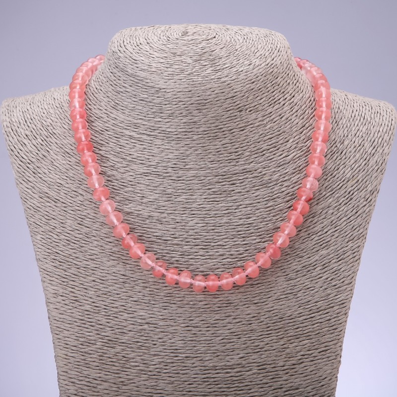 Natural Chalcedony Stone Necklace, Smooth Rondelle, Diameter 8x5mm, Length 45cm