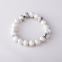 Bracelet on Elastic, Natural Stone Cacholong, Smooth Bead, Diameter 8mm+
