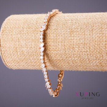 Xuping Bracelet White Stones, Length 18-20cm, Thickness 5mm, Gold Color