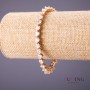 Xuping Bracelet White Stones "Hearts", Length 18-20cm, Thickness 6.5mm, Gold Color