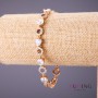 Xuping Bracelet with White Stones and Rhinestones, 18-21cm Length, 8mm Thickness, Gold Color