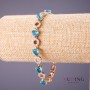 Xuping Bracelet with Blue Stones and White Rhinestones, 18-20cm Length, 8mm Thickness, Gold Color
