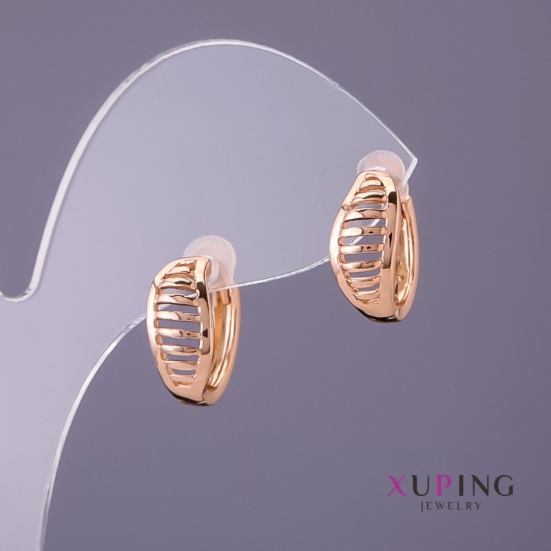 Xuping Earrings, 6mm Diameter, 14mm Length, 18K Gold Plating