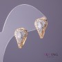Xuping Earrings with Greek Pattern and White Rhinestones, 11mm Diameter, 18mm Length, Gold Color