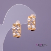 Xuping Earrings with White Stones, diameter 9mm, length 16mm, gold color