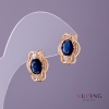 Xuping Earrings with Blue Stones, diameter 11mm, length 15mm, 18K gold plating