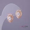 Xuping Earrings with White Stones, Diameter 11mm, Length 17mm, Gold Color