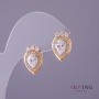 Xuping Earrings with White Stones, Diameter 11mm, Length 17mm, Gold Color