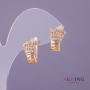 Xuping Earrings White Rhinestones, Diameter 10mm, Length 15mm, Gold Color