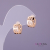 Xuping Earrings with White Stones, 8mm diameter, 12mm length, gold color