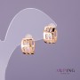 Xuping Earrings with White Stones, 8mm diameter, 12mm length, gold color
