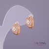 Xuping Earrings with White Rhinestones, 7mm Diameter, 14mm Length, Gold Color