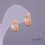 Xuping Earrings with White Rhinestones, 7mm Diameter, 14mm Length, Gold Color