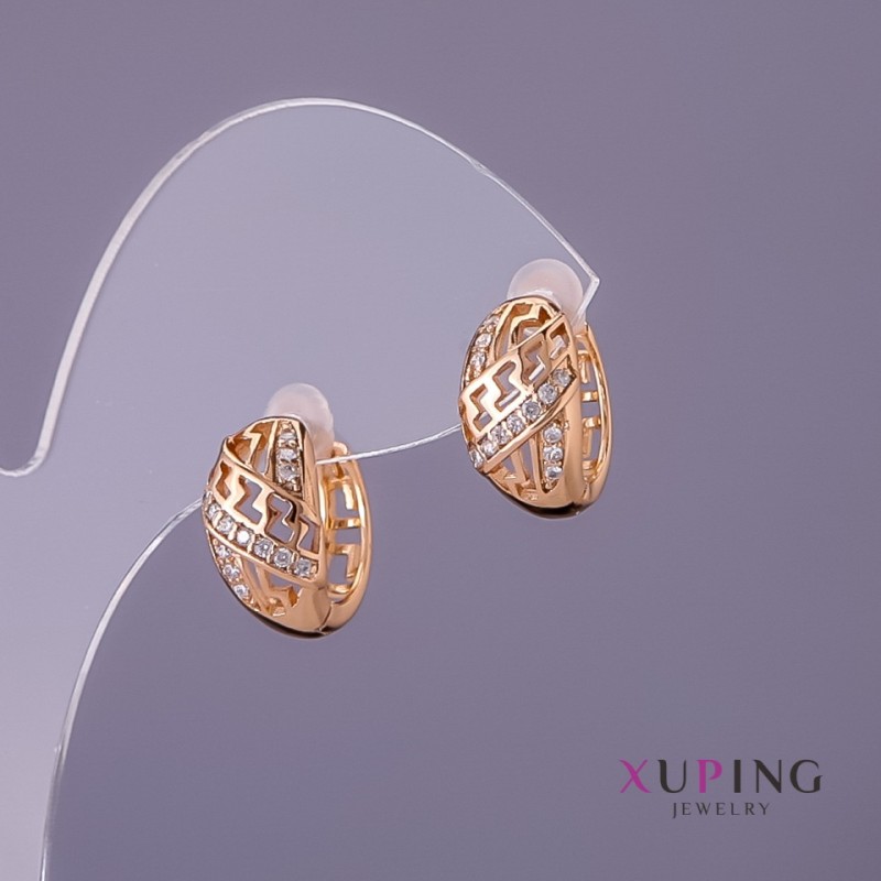 Xuping Earrings, 7mm Diameter, 15mm Length, Gold Color