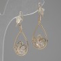 "Itaoliao" Drop Earrings with Crystals, diameter 14mm, length 31mm, gold color
