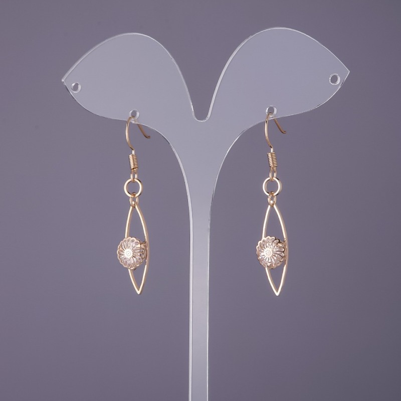 "Itaoliao" Earrings with Crystals, diameter 9mm, length 47mm, gold color
